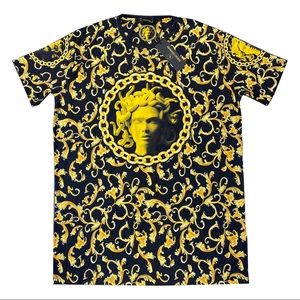 MENS GOLD MEDUSA BAROQUE ITALIAN DESIGN T-SHIRTS